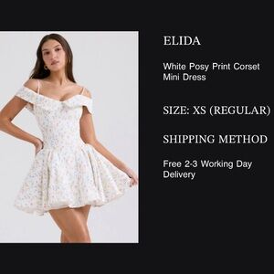 House of CB ELIDA White Posy Print Corset Mini Dress